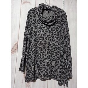 Tribal Sweater Womens 2XL Leopard Print Cowl Neck‎ Pullover Lightweight